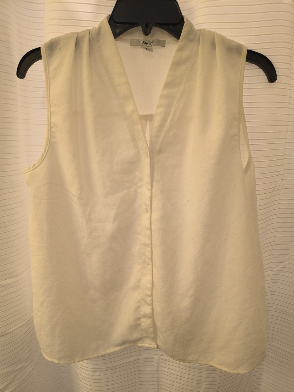 Papaya Sleeveless V-Neck Cream Blouse